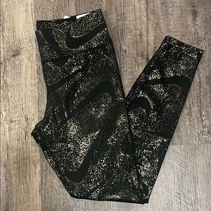 Nike One Dri-Fit Black and Gold Speckled Leggings